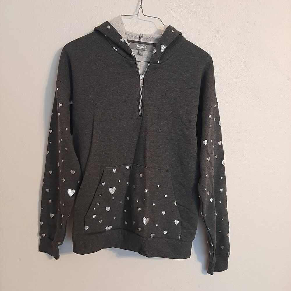 Marled reunited clothing small jacket, grey with silver hearts